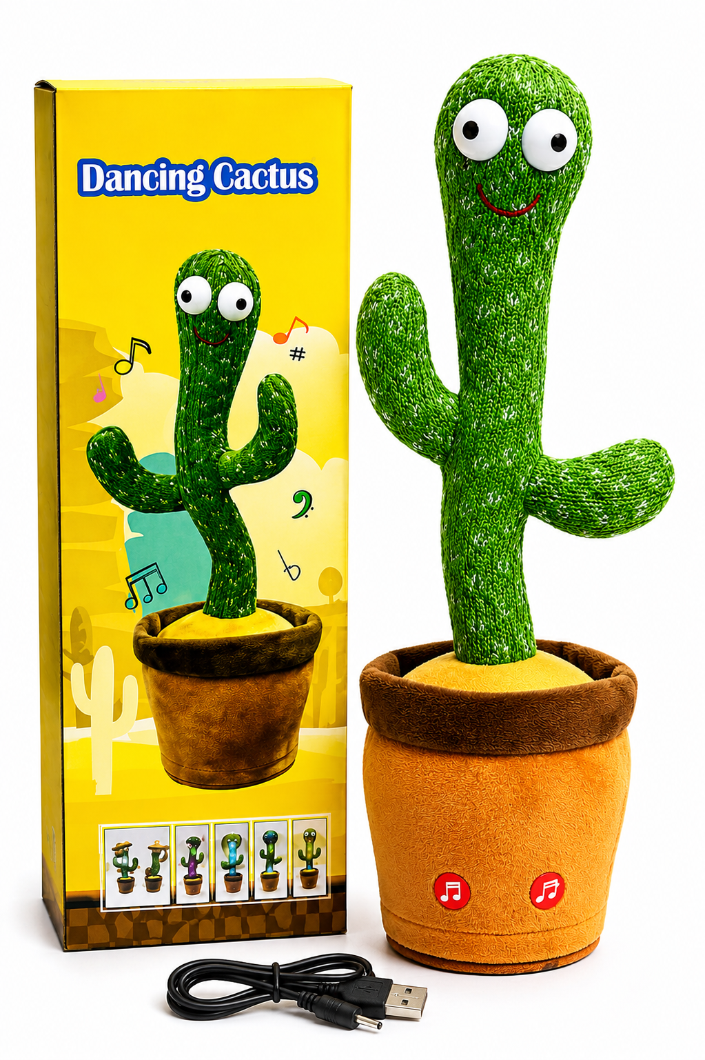Dancing Cactus Plush Toy with Singing, Talking, Mimicking, and LED Lights