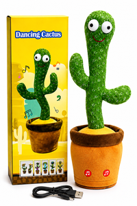 Dancing Cactus Plush Toy with Singing, Talking, Mimicking, and LED Lights