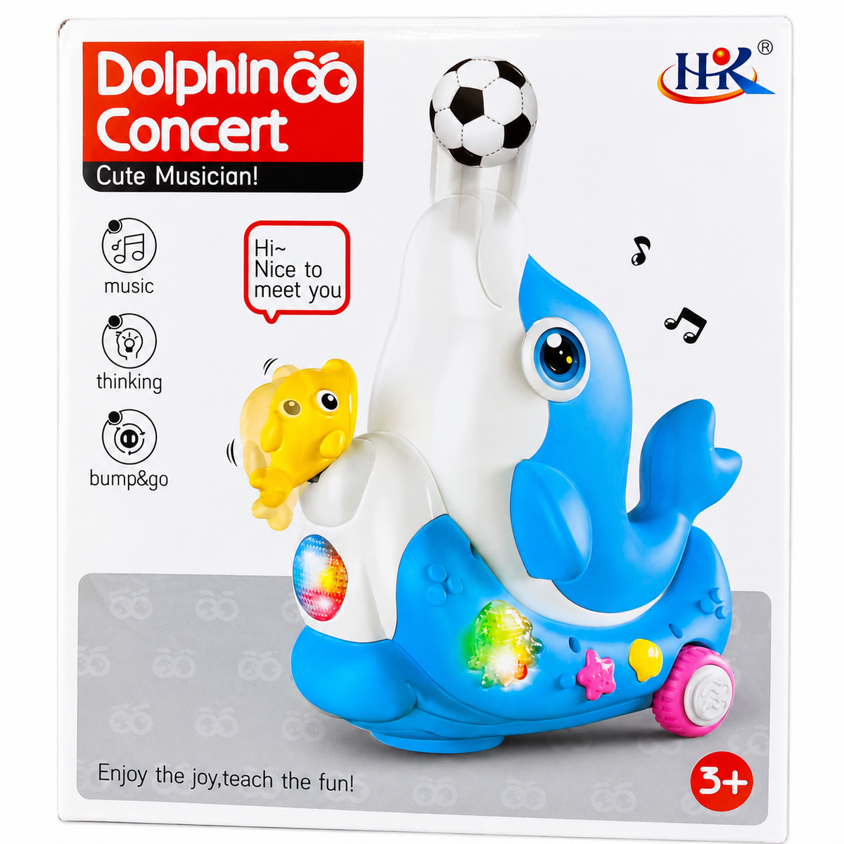 Dolphin Concert Bump and Go Toy with Ball Balancing, Music, and LED Lights