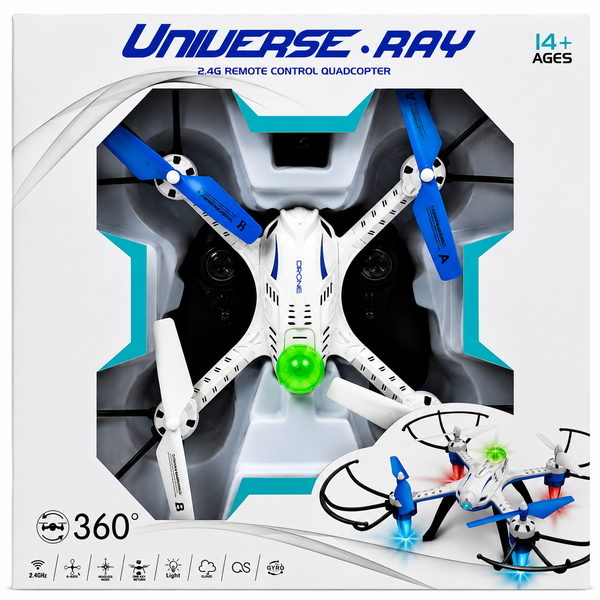 Universe Ray 2.4G Remote Control Quadcopter Drone with 6-Axis Gyro and LED Lights