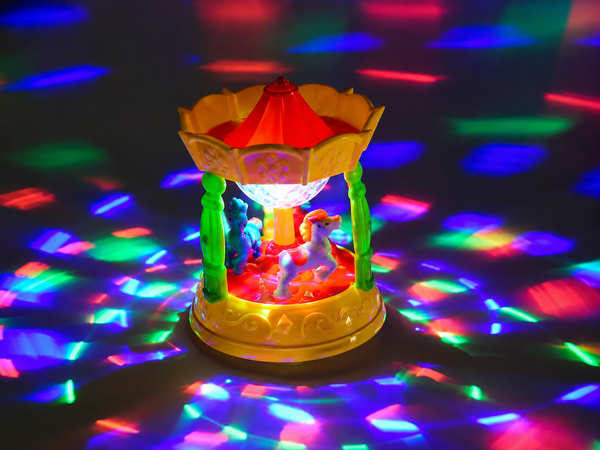 Rotating Carousel Toy with 3D LED Stage Lights and Music