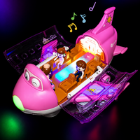 Electric Airplane Toy with Open Cabin, Removable Figures, Light, Music, and 360-Degree Rotation