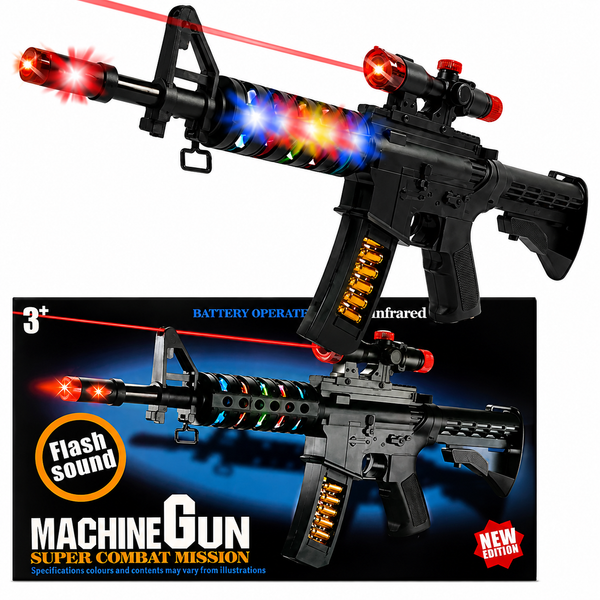 Machine Gun Super Combat Mission Toy with Lights, Sound & Vibrant Moving Bullets