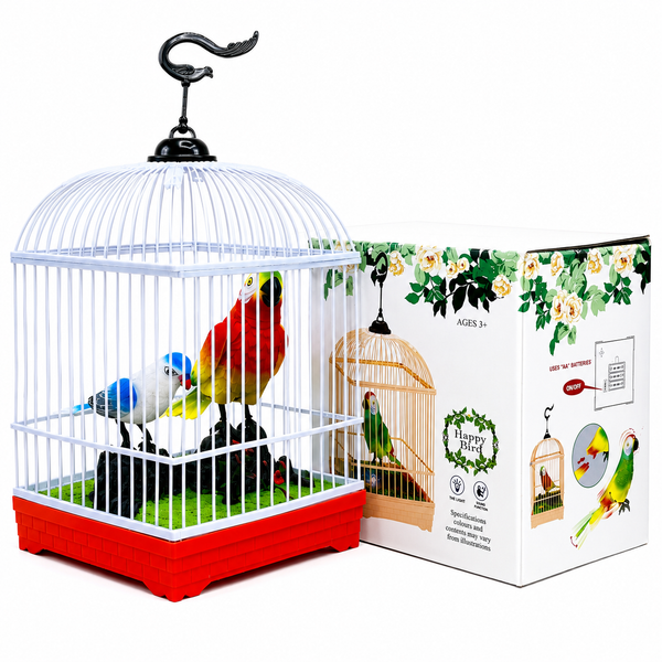Electronic Interactive Talking Parrot Toy with Sound Induction, Light, and Birdcage