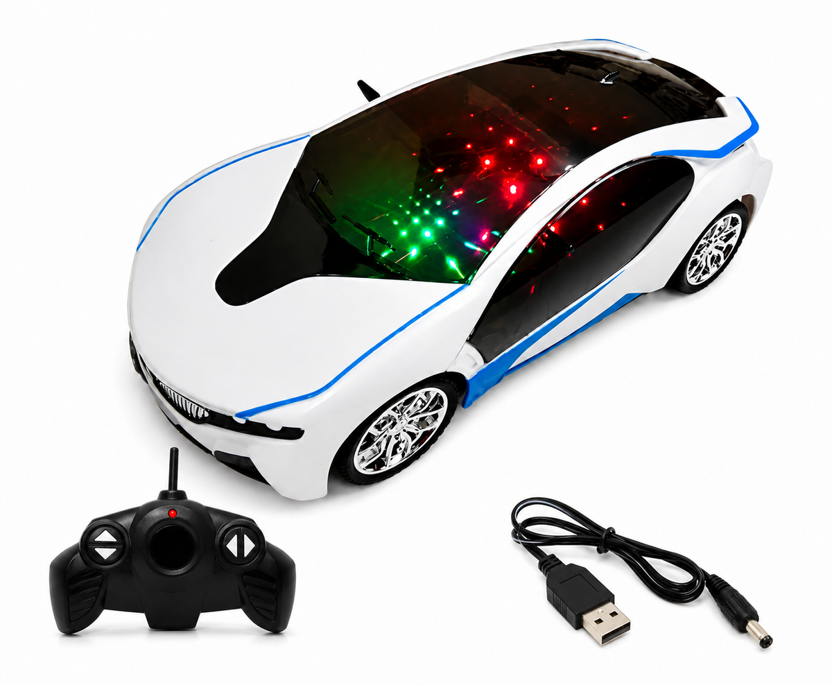 Famous Car 3D Light Remote Control RC Sports Car Toy with USB Charging Cable