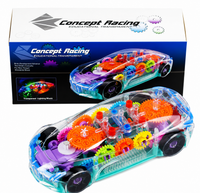 Transparent Educational Concept Racing Car Toy with Colorful Gears, LED Lights, and Music
