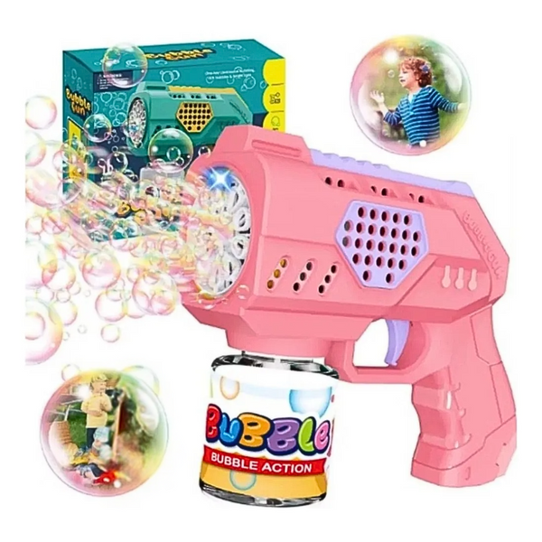 10-Hole Electric Bubble Gun Blaster with LED Light and Bubble Solution