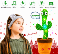 Dancing Cactus Plush Toy with Singing, Talking, Mimicking, and LED Lights