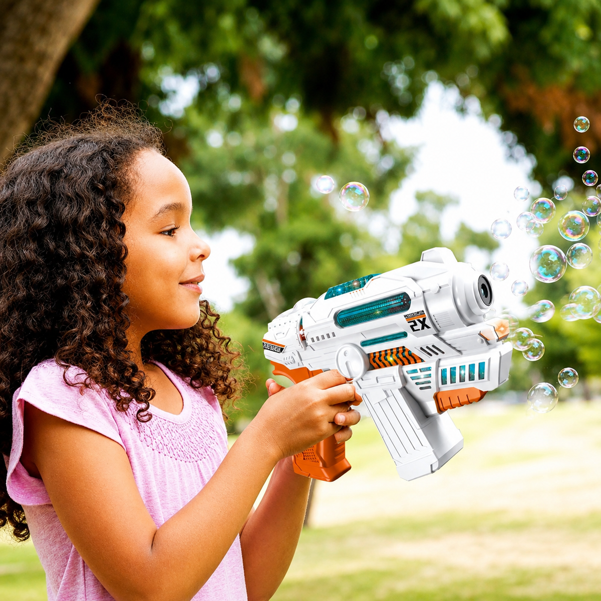 Automatic Bubble Gun Blaster with LED Lights and Sound Effects