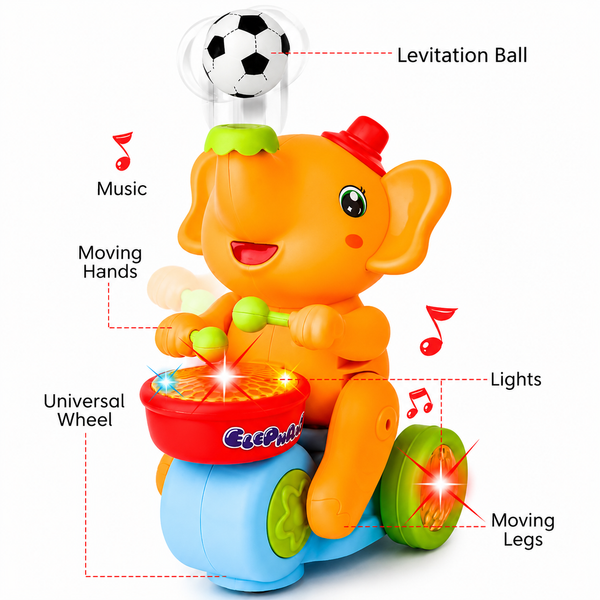 Elephant Musician Toy with Levitating Ball