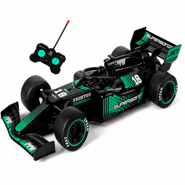 Formula 1 Drift Go Spray Racing Remote Control Car with LED Lights & 360° Drift (1:18 Scale)