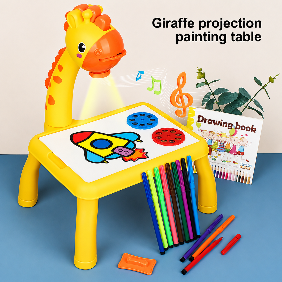 Giraffe Projection Painting Table with Music & Light