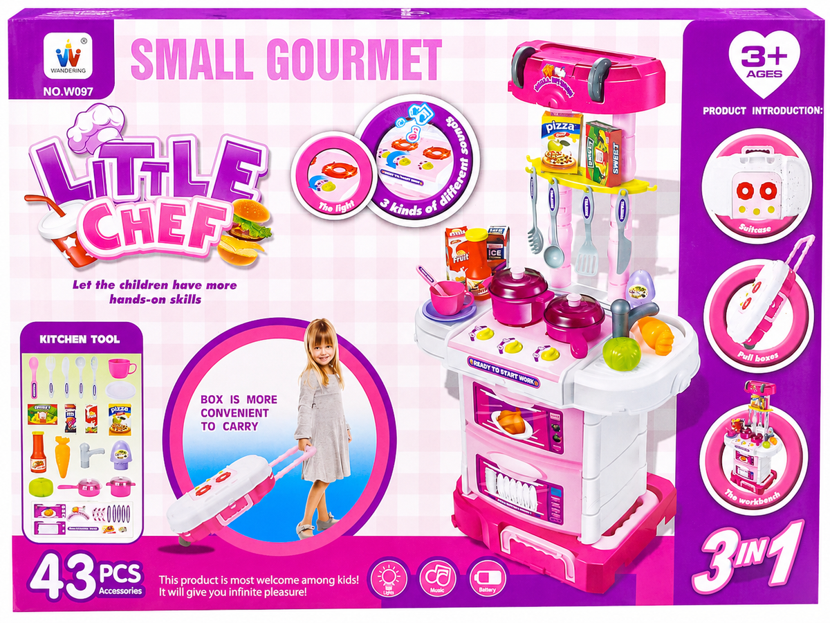 Little Chef 3-in-1 Kitchen Play Set with Suitcase – 43 Pieces