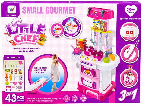Little Chef 3-in-1 Kitchen Play Set with Suitcase – 43 Pieces