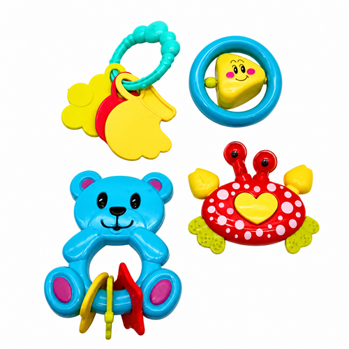 Baby Rattle and Teether Toy Set - 4-Piece Non-Toxic Infant Development Toys (3+ Months)