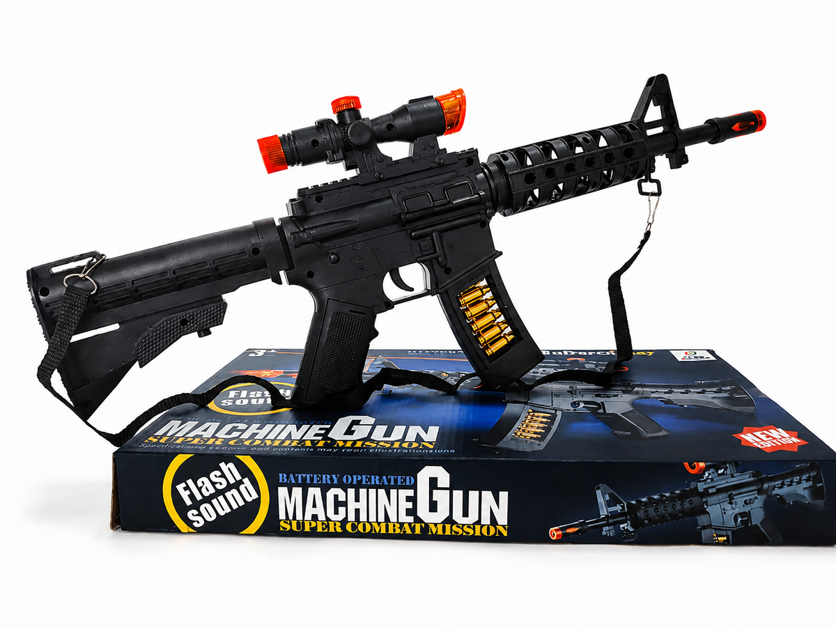 Machine Gun Super Combat Mission Toy with Lights, Sound & Vibrant Moving Bullets