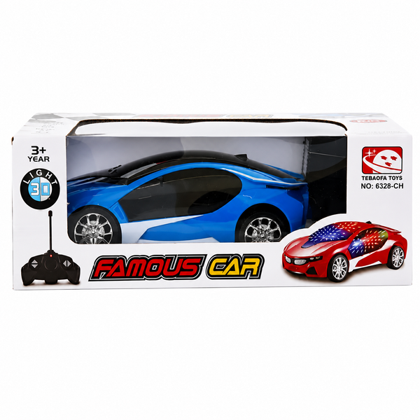 Famous Car 3D Light Remote Control RC Sports Car Toy with USB Charging Cable