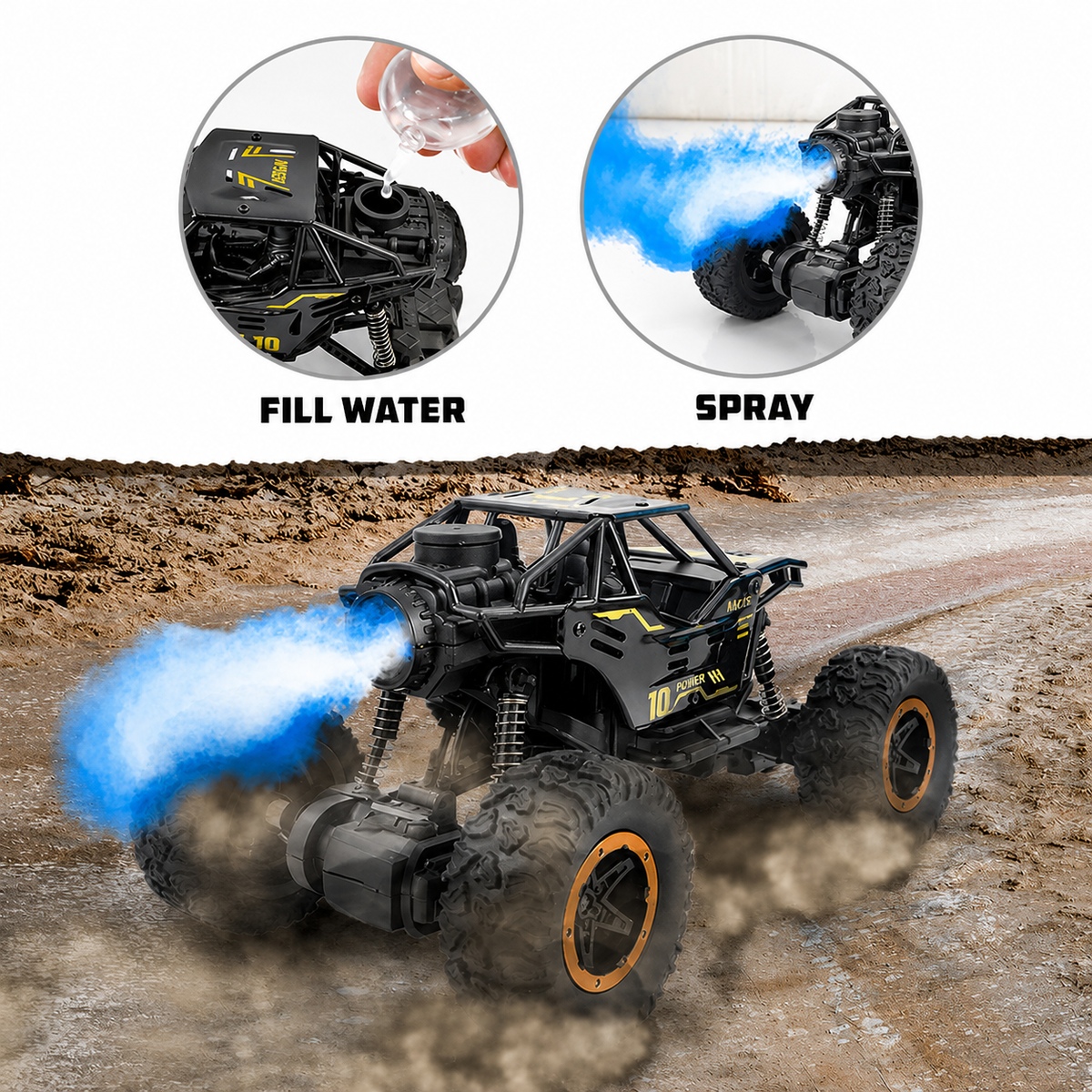 MOKA 4WD Rock Crawler RC Car with Spray, Camera & WiFi