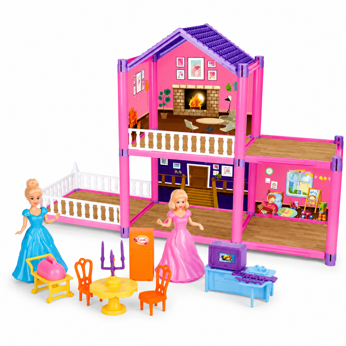 Dream Home DIY Building Block Dollhouse Playset with Furniture and Mini Dolls