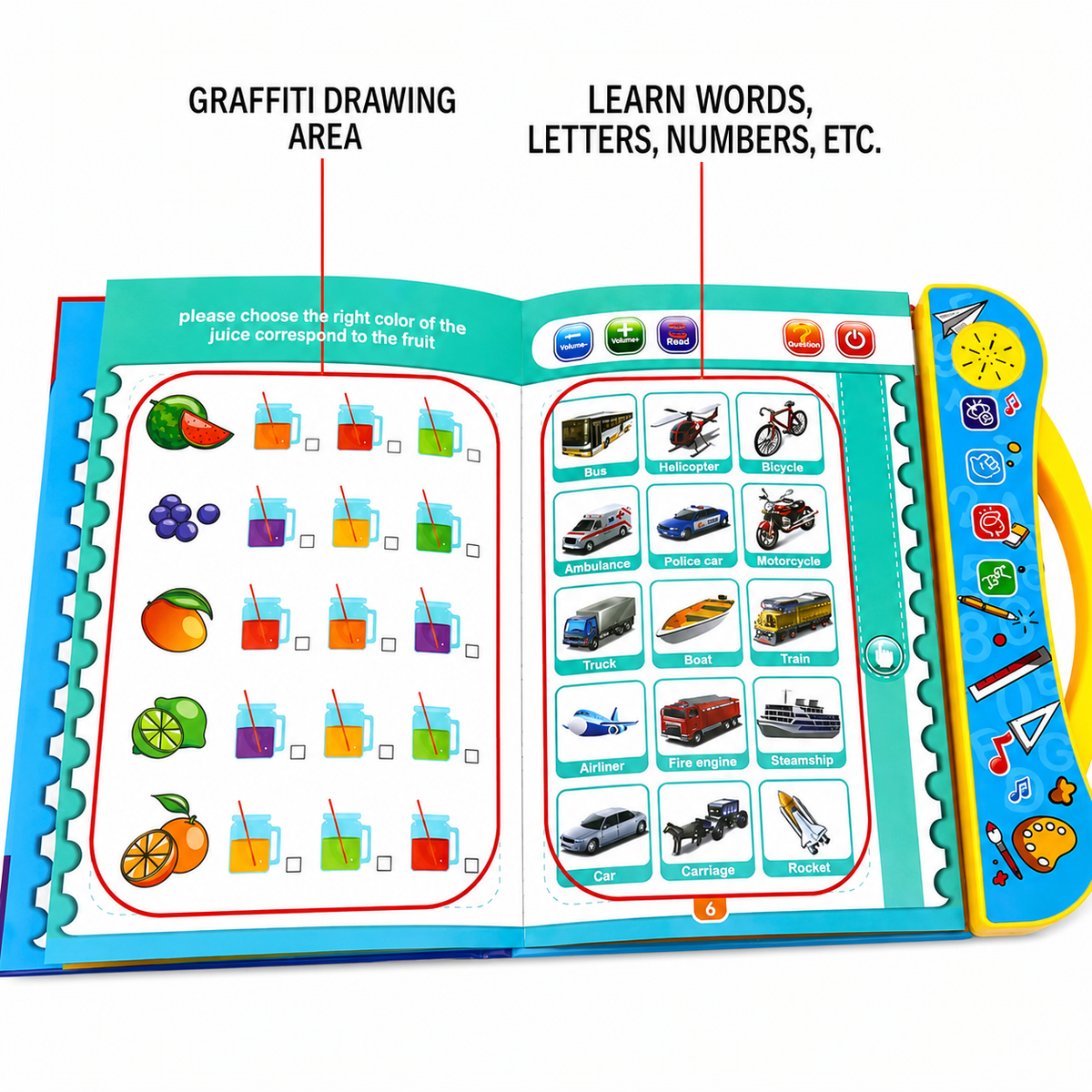 Electronic Intelligence Book Educational Sound Toy with Learning Pages and Marker
