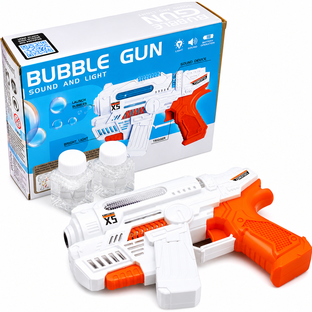 Automatic Bubble Gun Blaster with LED Lights and Sound Effects