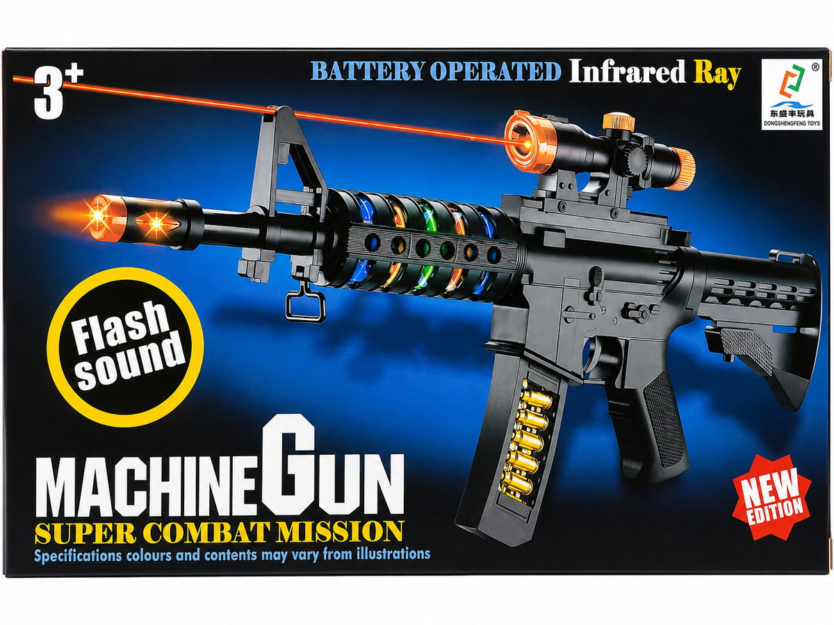 Machine Gun Super Combat Mission Toy with Lights, Sound & Vibrant Moving Bullets