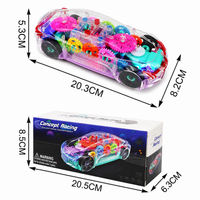 Transparent Educational Concept Racing Car Toy with Colorful Gears, LED Lights, and Music