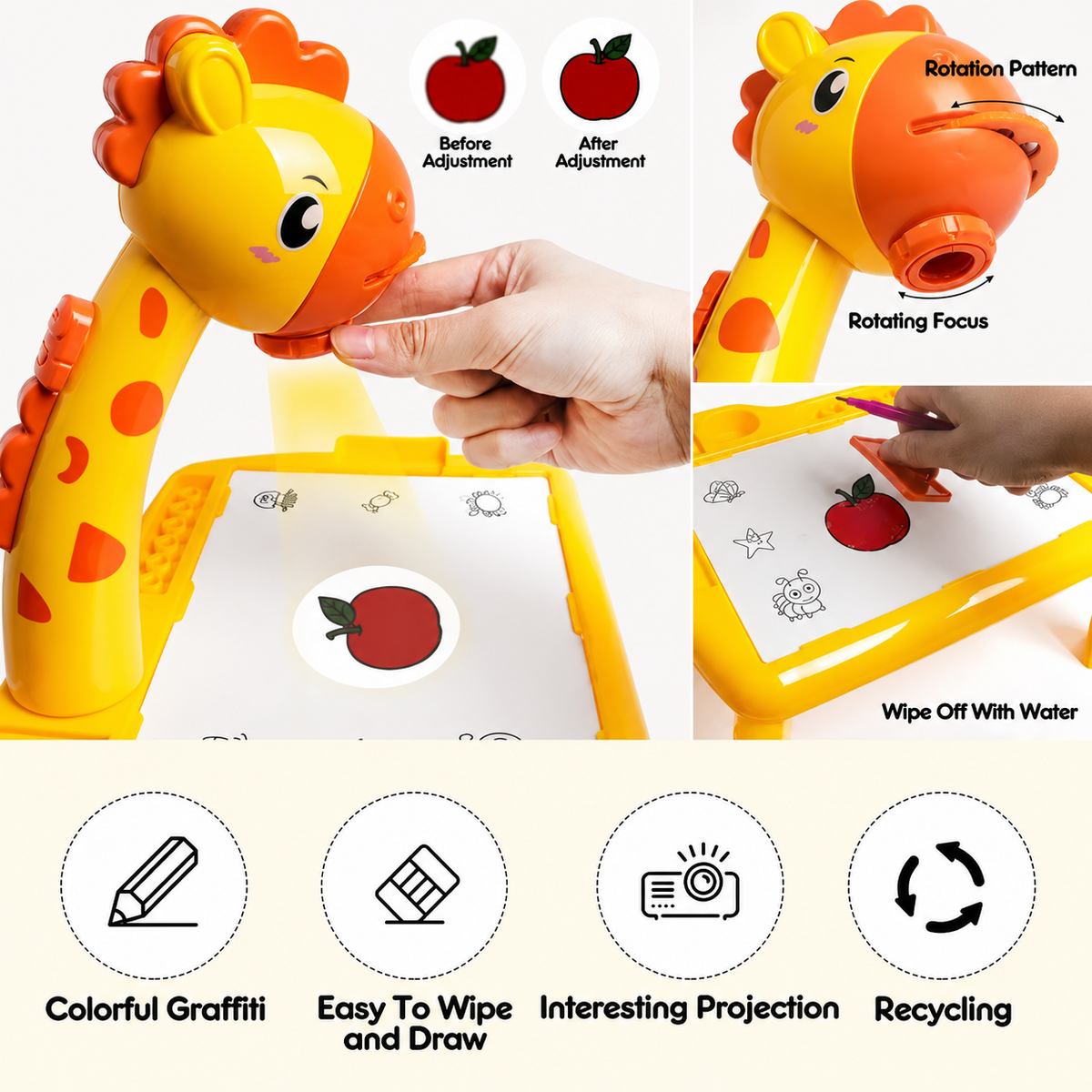 Giraffe Projection Painting Table with Music & Light