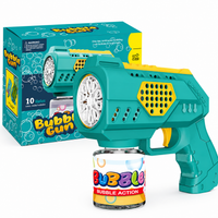 10-Hole Electric Bubble Gun Blaster with LED Light and Bubble Solution