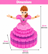 Rotating Princess 3D Light Musical Toy with Bump & Go (Pink)