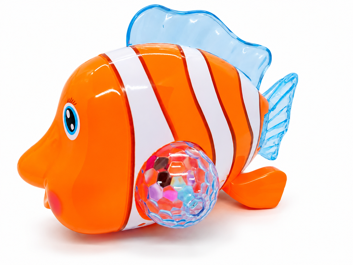 Electric Walking Clownfish Toy with 3D LED Lights and Music