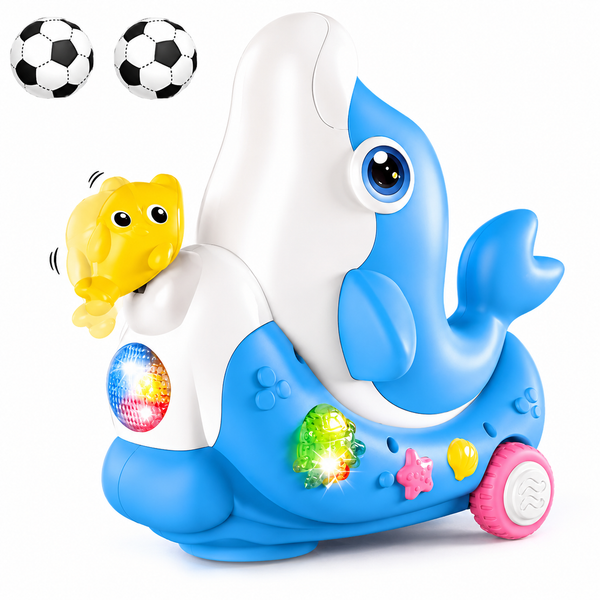 Dolphin Concert Bump and Go Toy with Ball Balancing, Music, and LED Lights