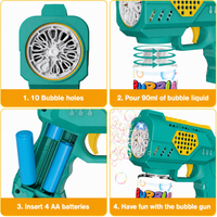 10-Hole Electric Bubble Gun Blaster with LED Light and Bubble Solution
