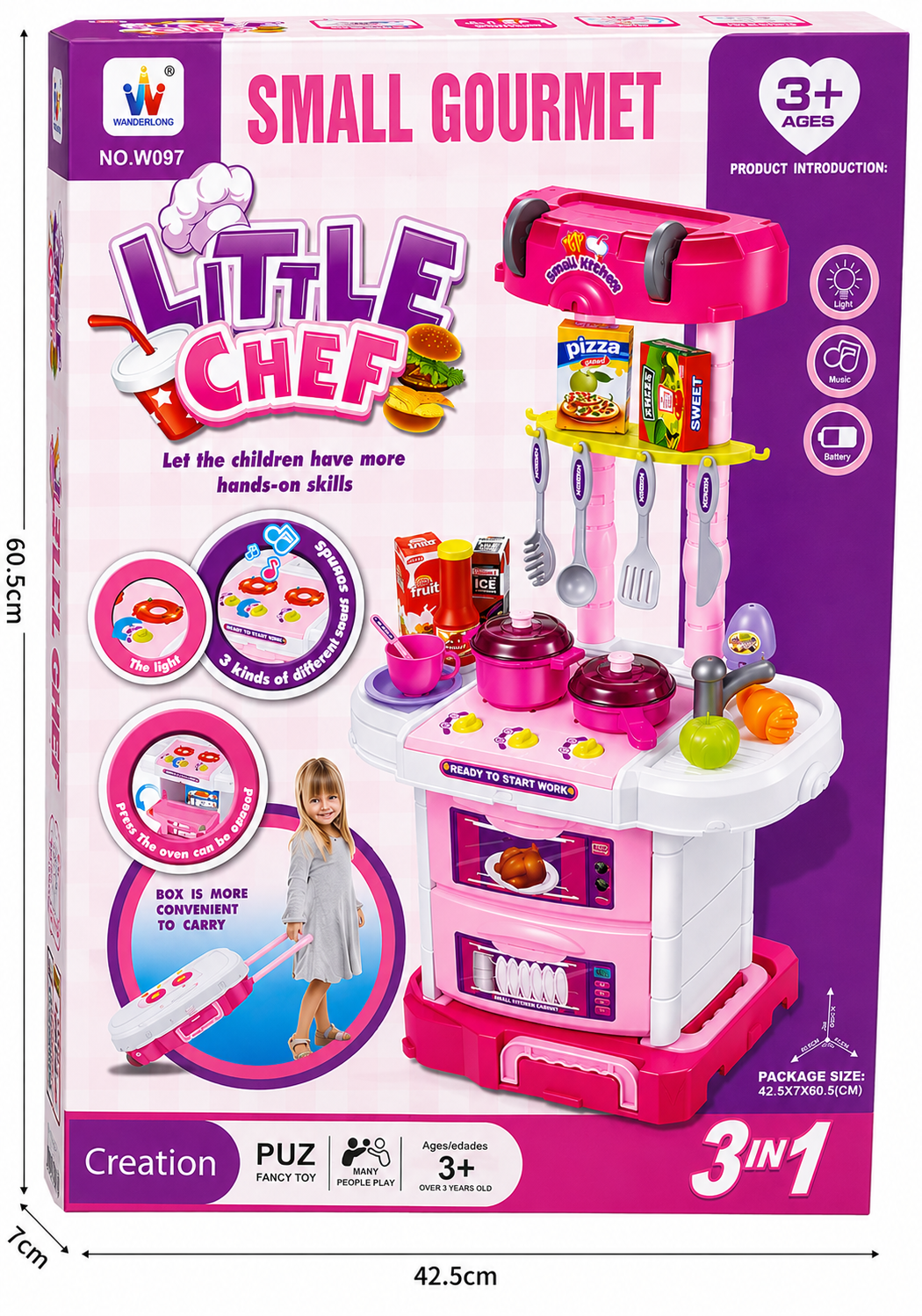 Little Chef 3-in-1 Kitchen Play Set with Suitcase – 43 Pieces