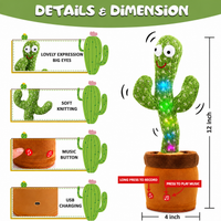 Dancing Cactus Plush Toy with Singing, Talking, Mimicking, and LED Lights
