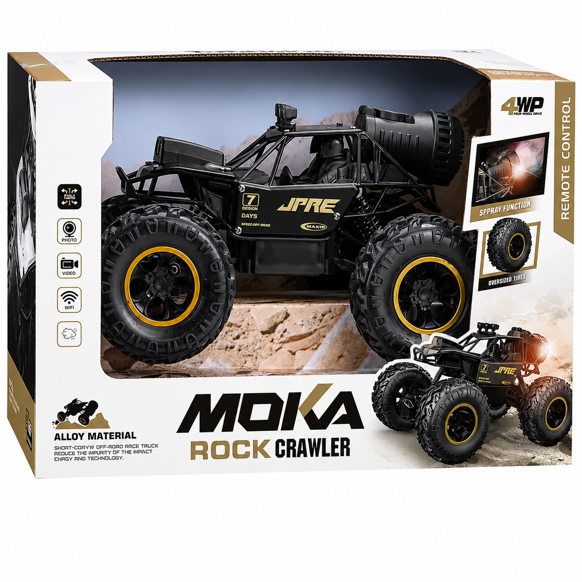 MOKA 4WD Rock Crawler RC Car with Spray, Camera & WiFi