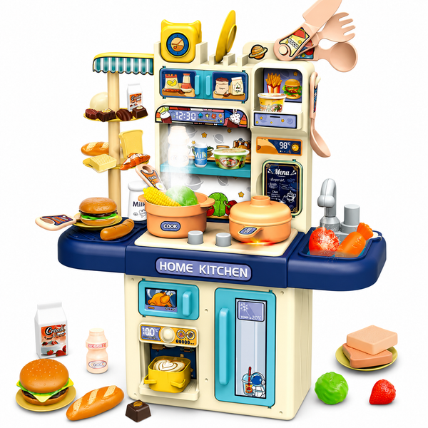 Home Kitchen Pretend Play Toy Set with Realistic Spray, Water Circulation Sink, and Accessories