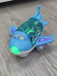 Electric Airplane Toy with Open Cabin, Removable Figures, Light, Music, and 360-Degree Rotation