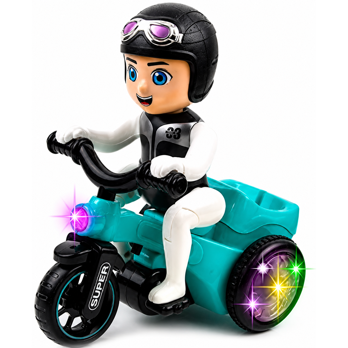 DIDAI 03 Stunt Tricycle Toy with 360-Degree Rotation, Music, and LED Lights